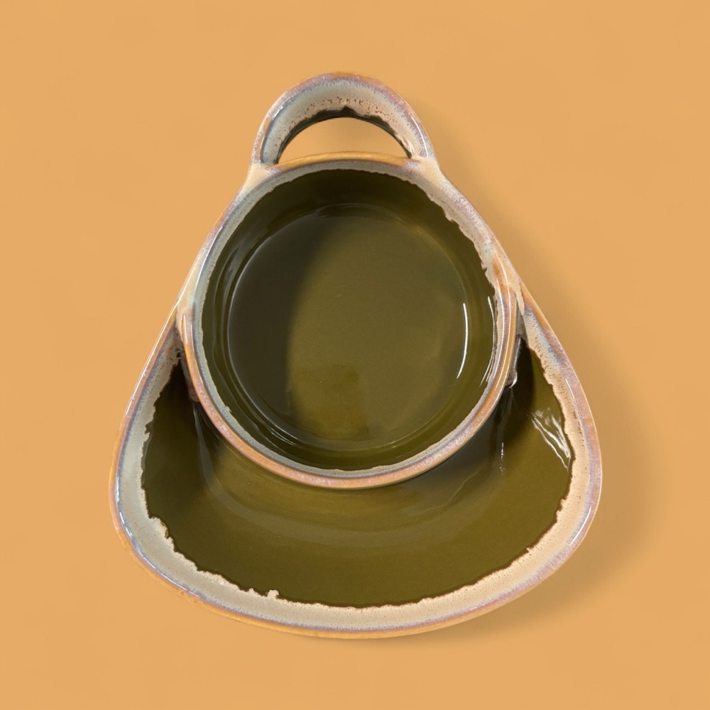 Elegant Olive Green Ceramic Personal Serving Set